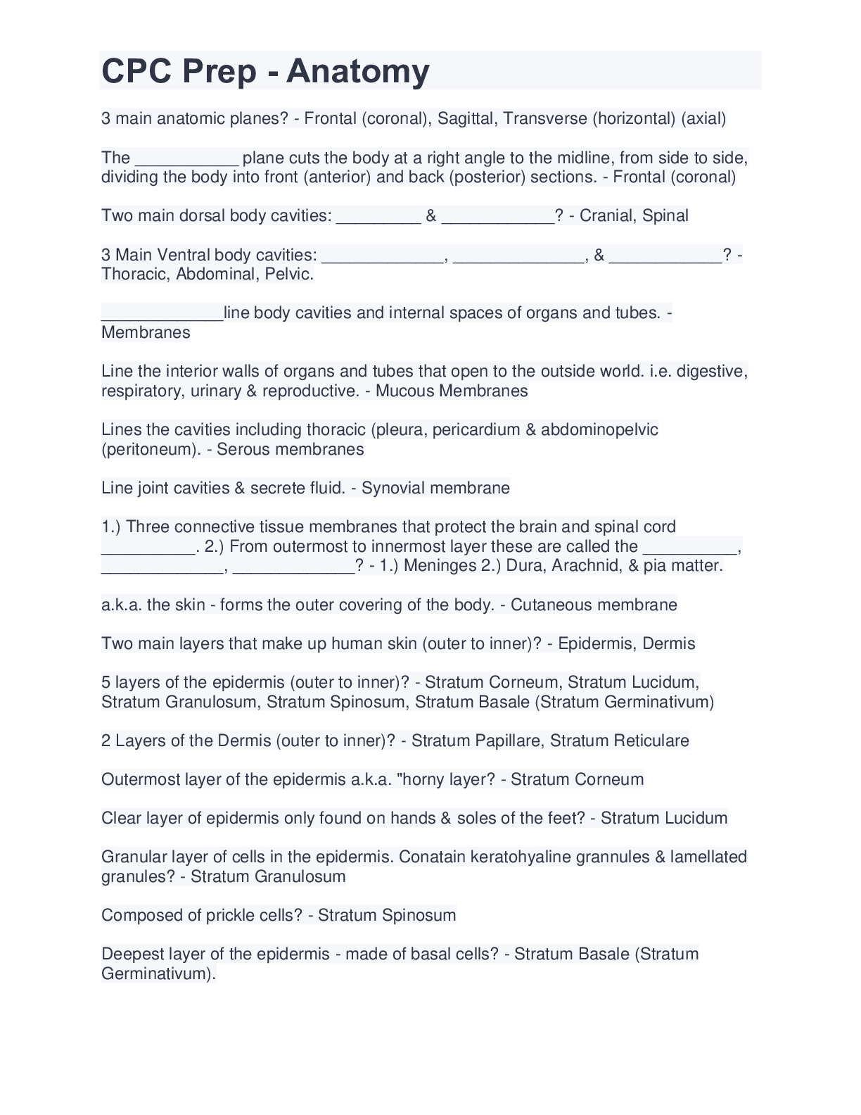 Preview image of CPC Prep - Anatomy document